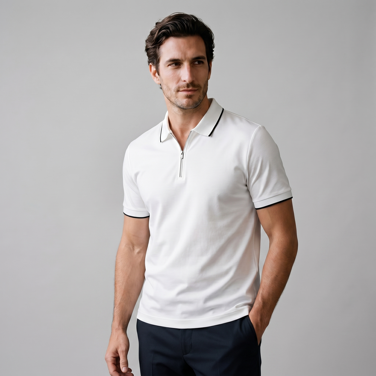 Men's Zip Front Polo Shirt