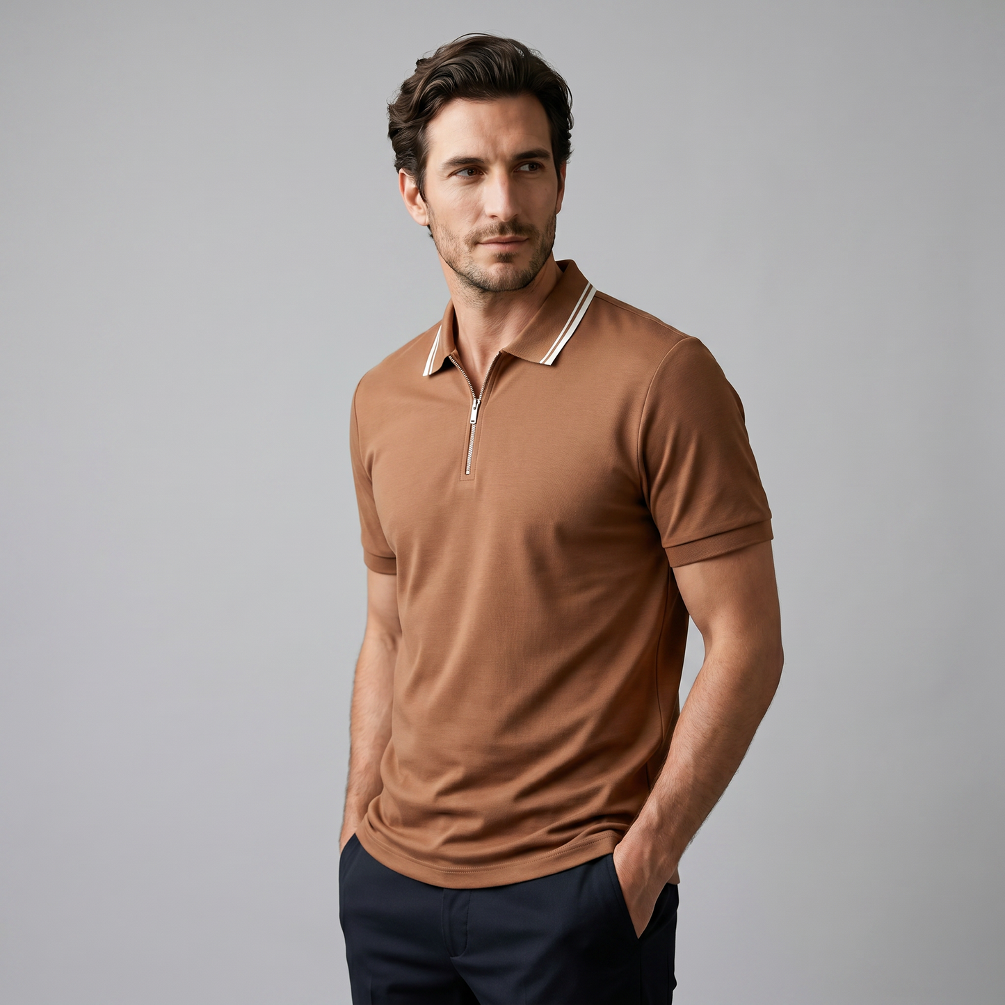 Men's Zip Front Polo Shirt