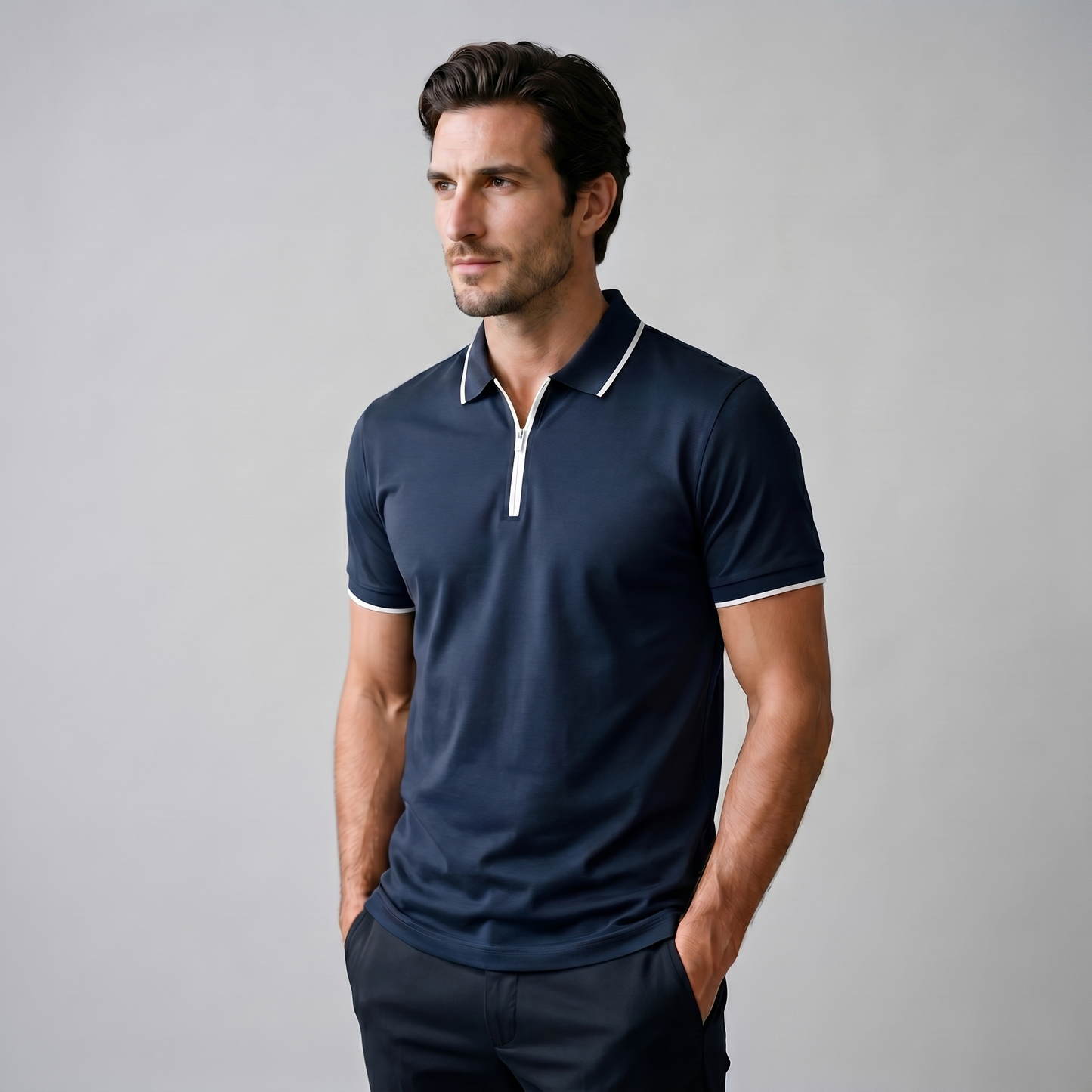 Men's Zip Front Polo Shirt