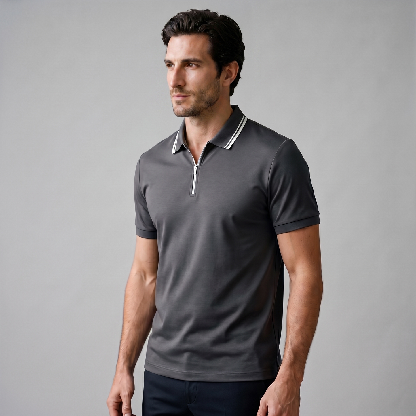 Men's Zip Front Polo Shirt