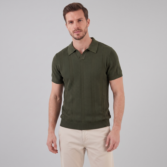 Men's Open Knit Polo Shirt | Ribbed Smart-Casual Summer Style