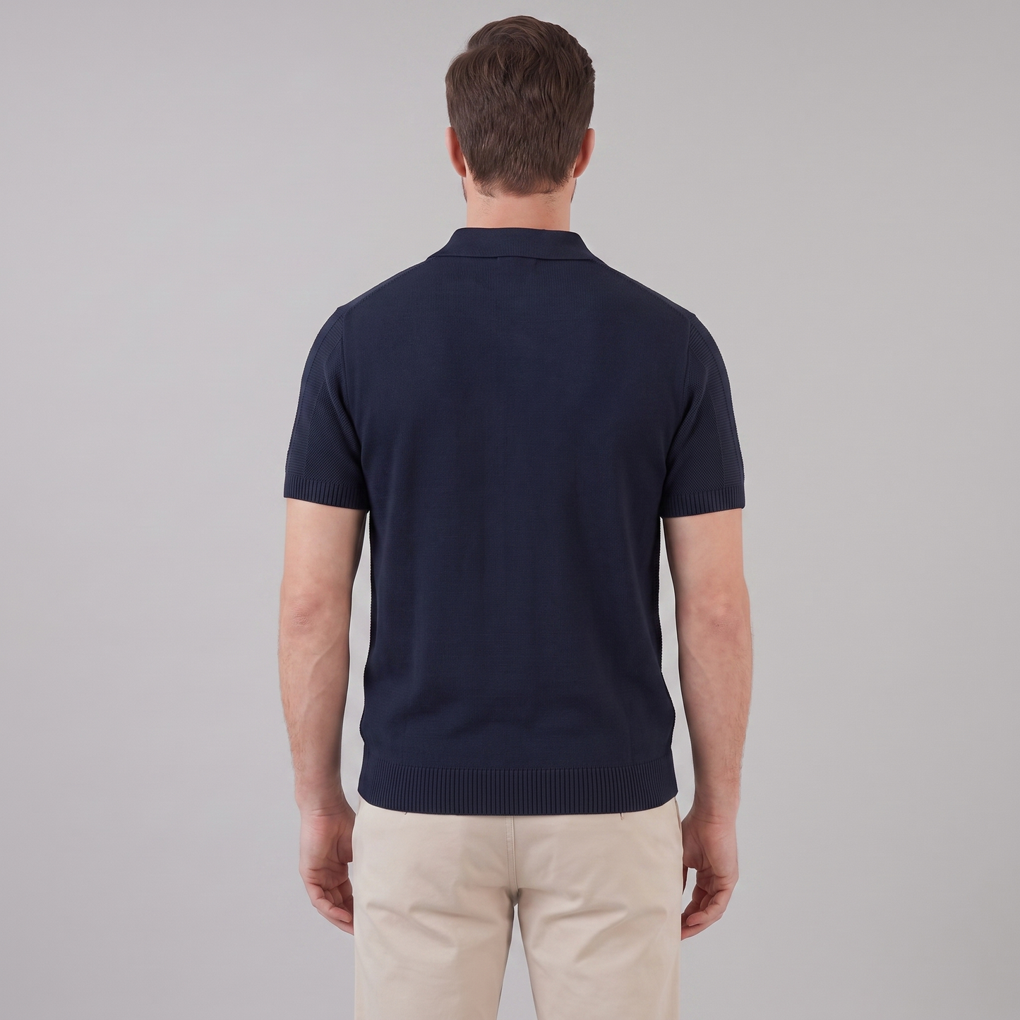 Men's Open Knit Polo Shirt | Ribbed Smart-Casual Summer Style