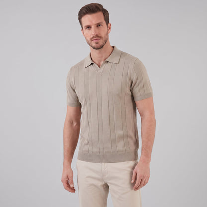 Men's Open Knit Polo Shirt | Ribbed Smart-Casual Summer Style