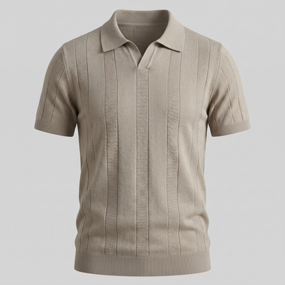 Men's Open Knit Polo Shirt | Ribbed Smart-Casual Summer Style