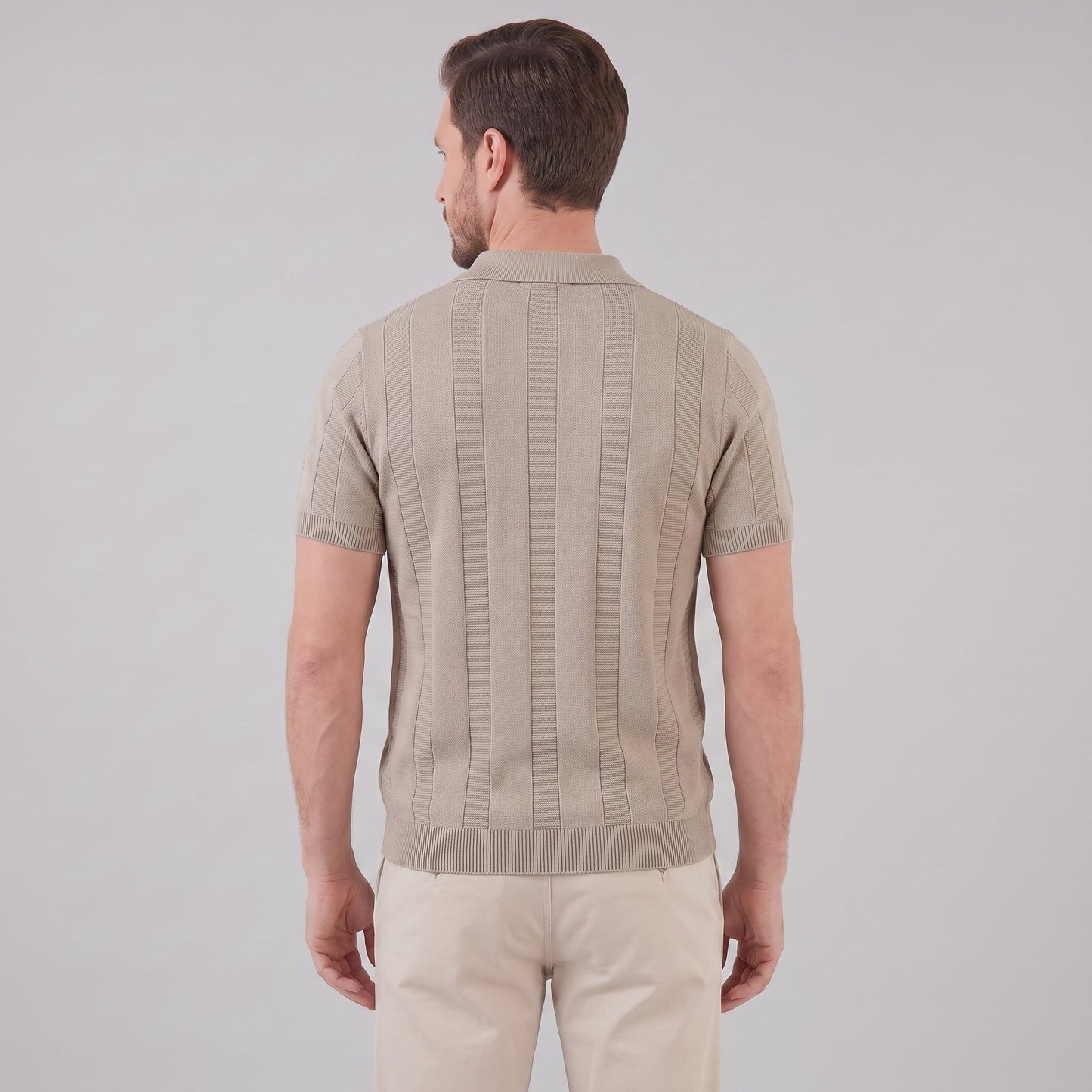 Men's Open Knit Polo Shirt | Ribbed Smart-Casual Summer Style