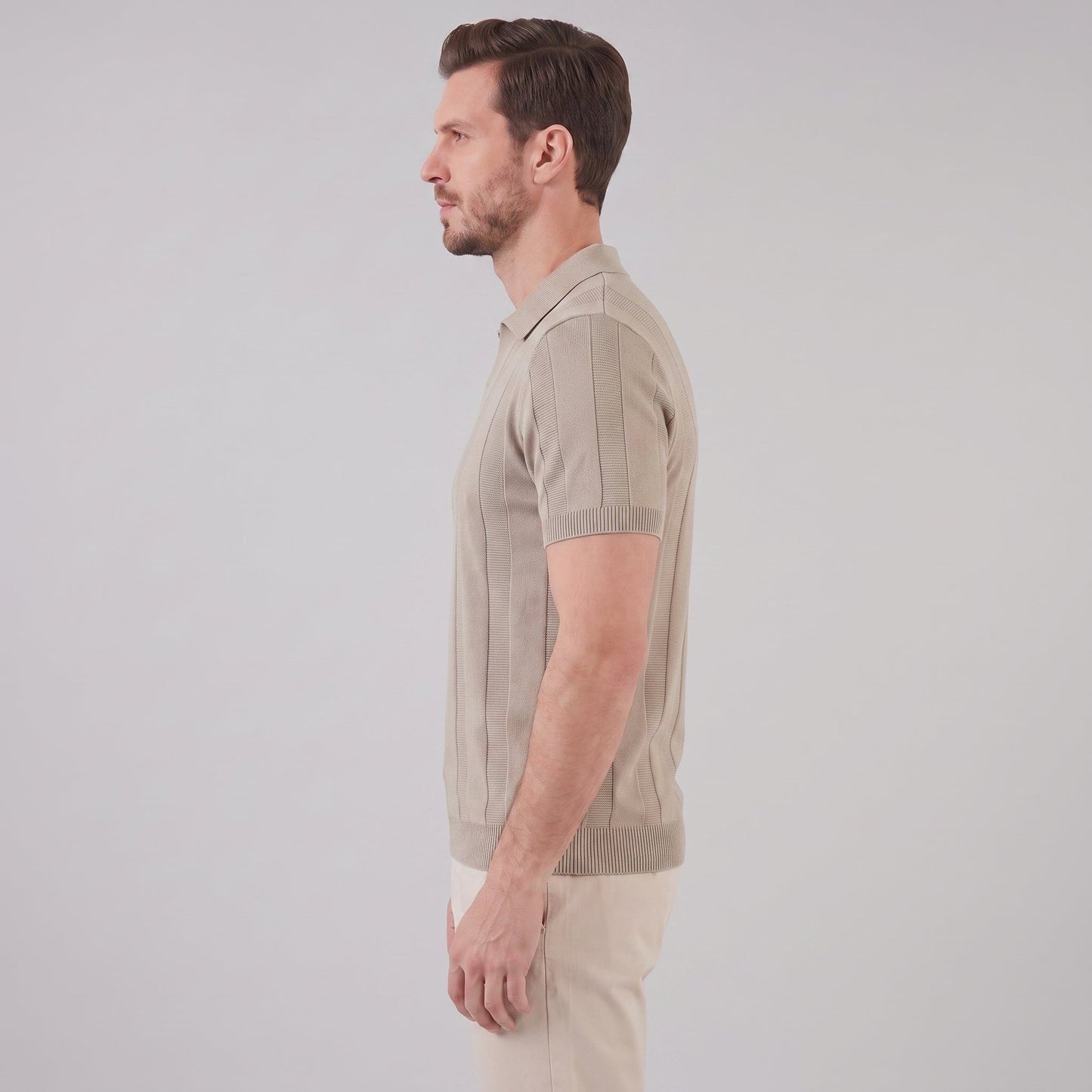 Men's Open Knit Polo Shirt | Ribbed Smart-Casual Summer Style