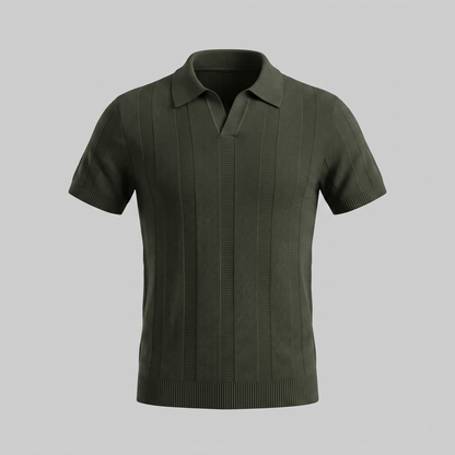 Men's Open Knit Polo Shirt | Ribbed Smart-Casual Summer Style