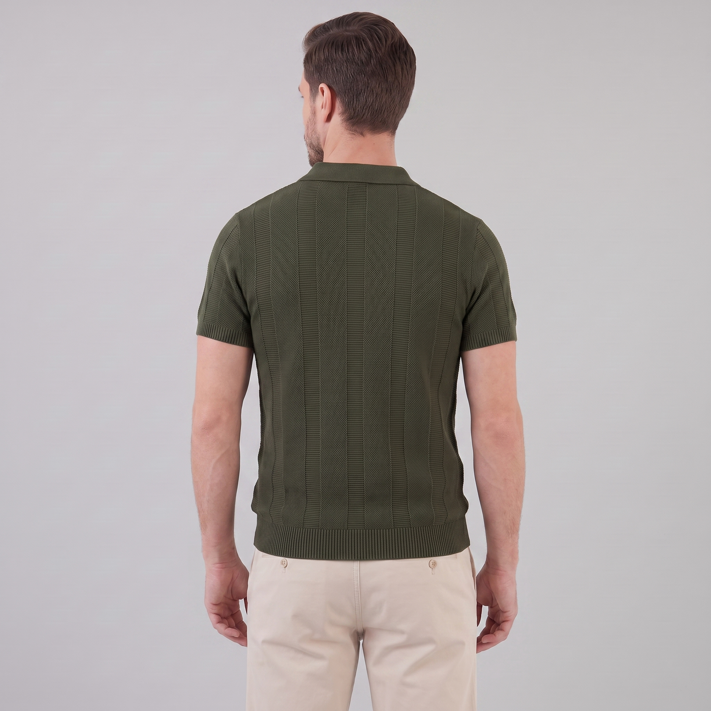 Men's Open Knit Polo Shirt | Ribbed Smart-Casual Summer Style