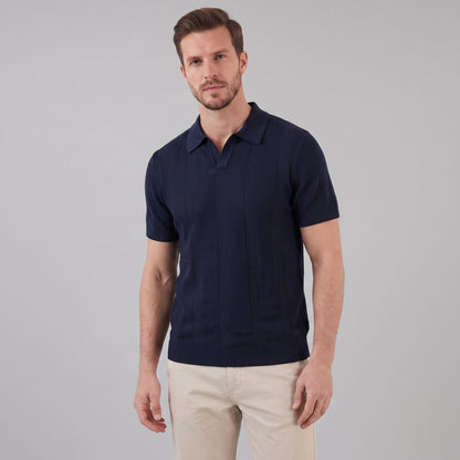 Men's Open Knit Polo Shirt | Ribbed Smart-Casual Summer Style