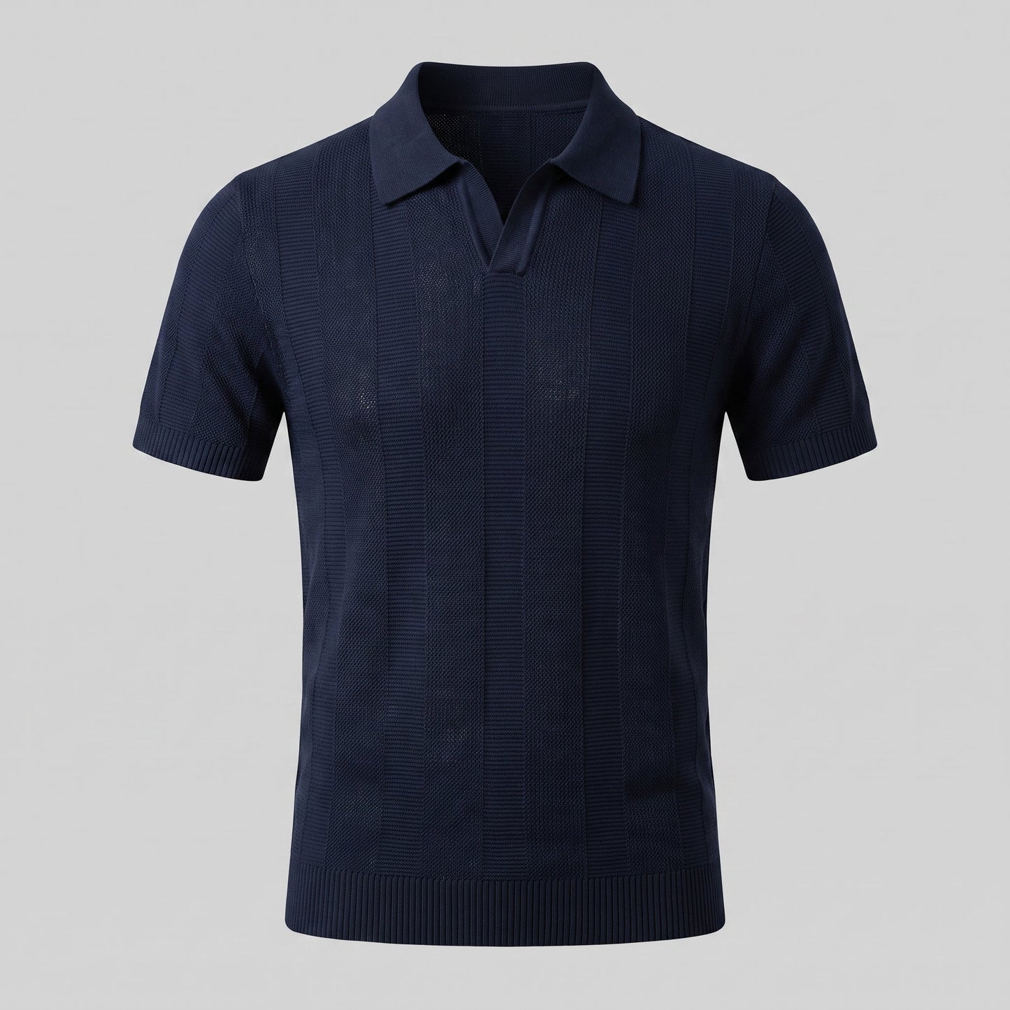 Men's Open Knit Polo Shirt | Ribbed Smart-Casual Summer Style
