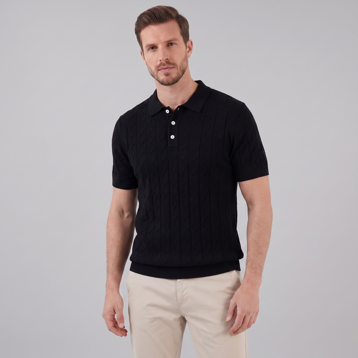 Men's Textured Knit Polo Shirt | Clean Summer Style