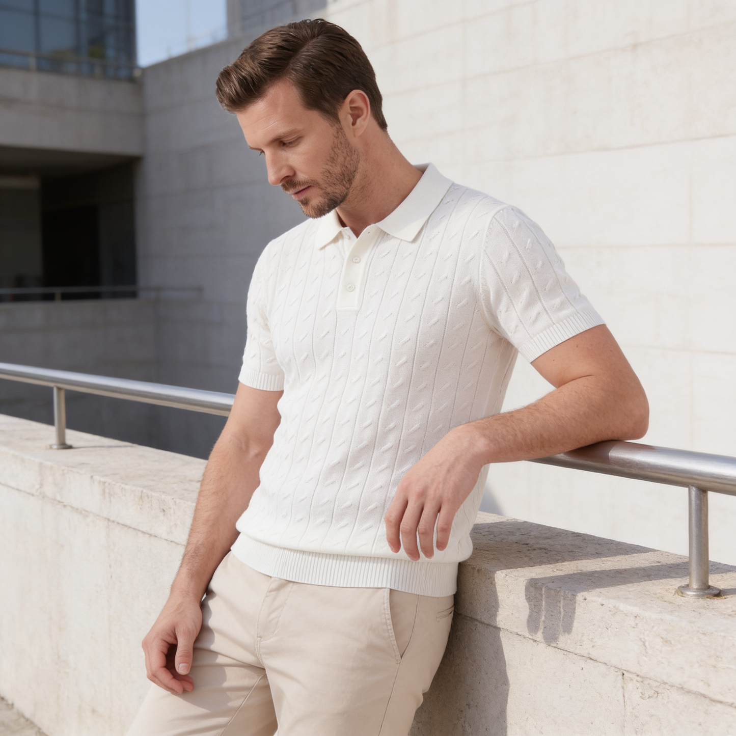 Men's Textured Knit Polo Shirt | Clean Summer Style