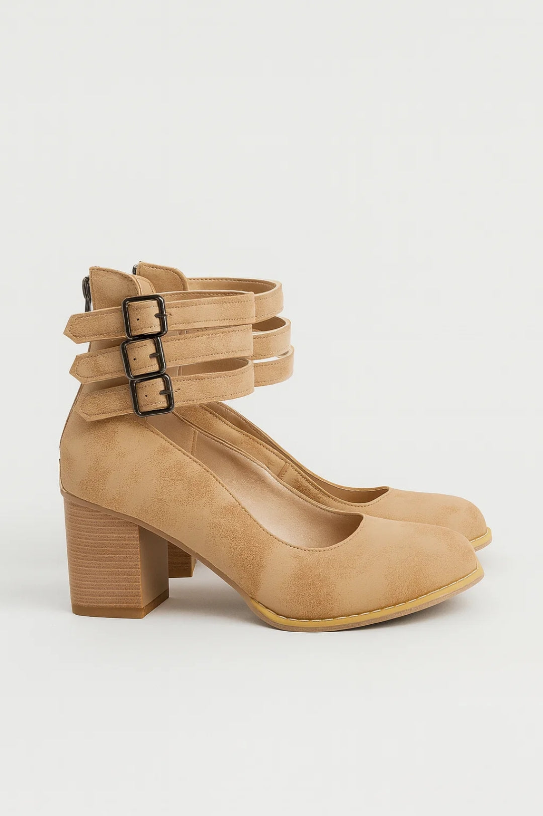 Women's Block Heel Ankle Strap Pumps