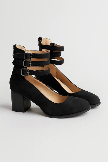 Women's Block Heel Ankle Strap Pumps