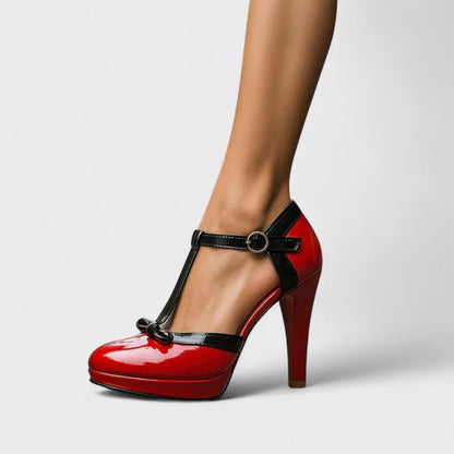 Women's T-Strap Pumps | Elegant Bow Detail Heels