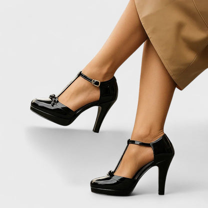 Women's T-Strap Pumps | Elegant Bow Detail Heels
