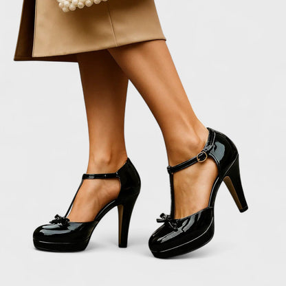 Women's T-Strap Pumps | Elegant Bow Detail Heels