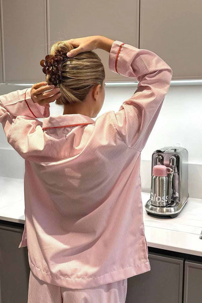 Women's Two-Piece Pyjama Set | Heart Buttons Elastic Waist