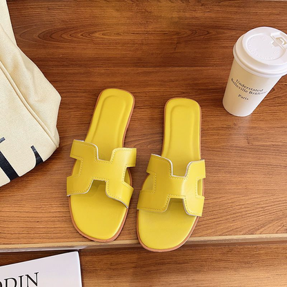 H-Strap Leather Style Sandals