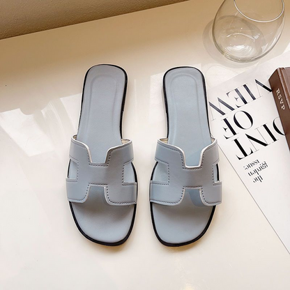H-Strap Leather Style Sandals