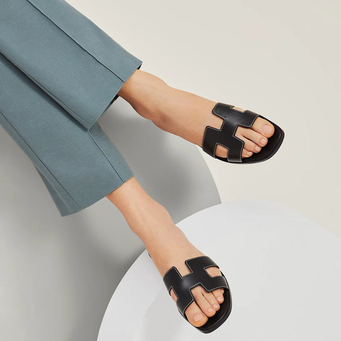 H-Strap Leather Style Sandals