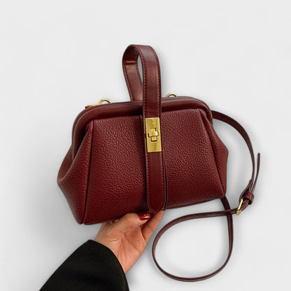 Women's Mini Turn-Lock Handbag | Leather-Style Crossbody Style