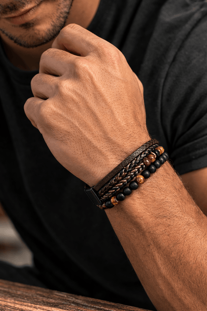 Men's Leather Style Bracelet Set | Casual & Dressy Wrist Stack