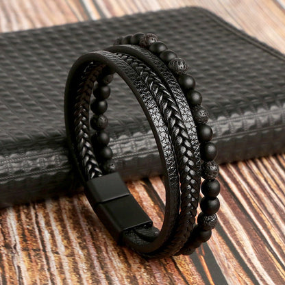 Men's Leather Style Bracelet Set | Casual & Dressy Wrist Stack