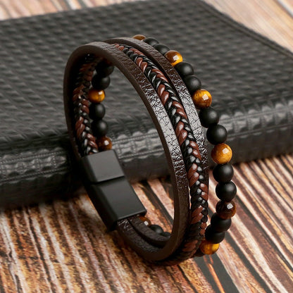 Men's Leather Style Bracelet Set | Casual & Dressy Wrist Stack