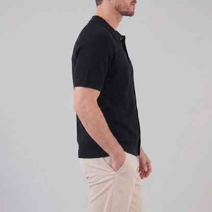 Men's Full Button Ribbed Polo