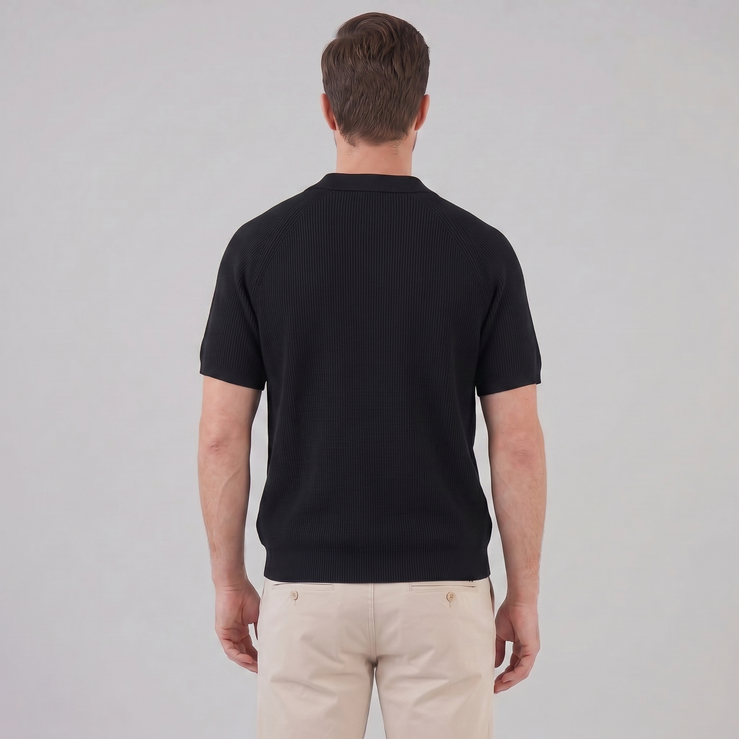 Men's Full Button Ribbed Polo