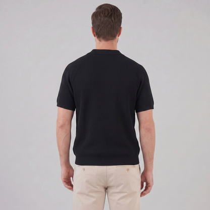 Men's Full Button Ribbed Polo