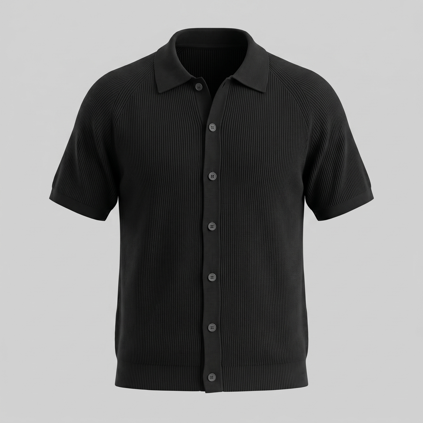 Men's Full Button Ribbed Polo