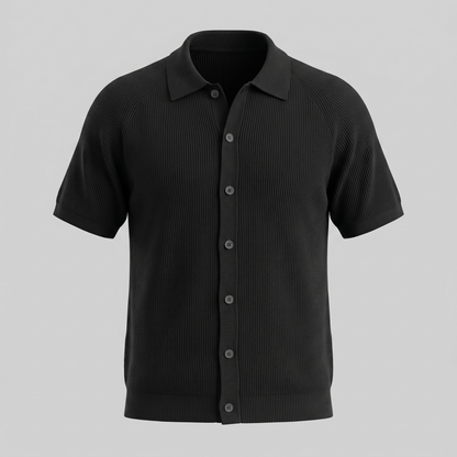 Men's Full Button Ribbed Polo