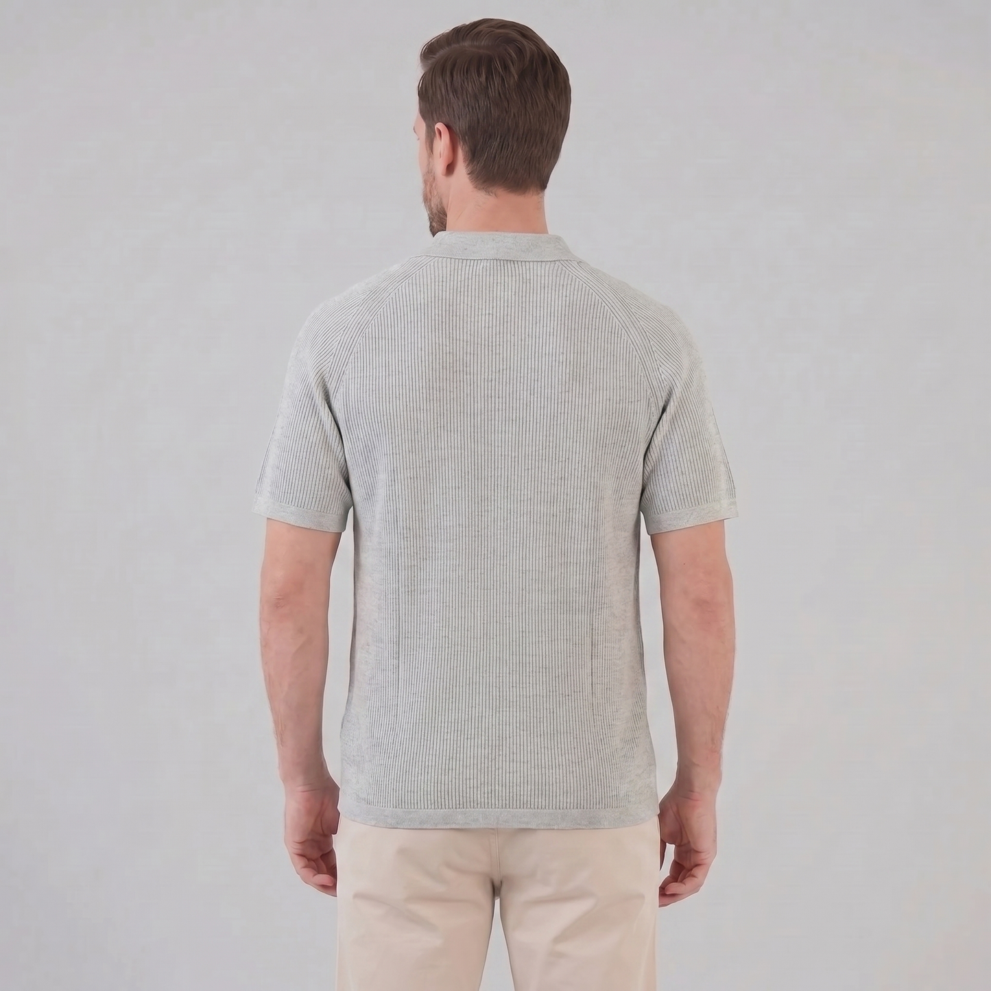 Men's Full Button Ribbed Polo