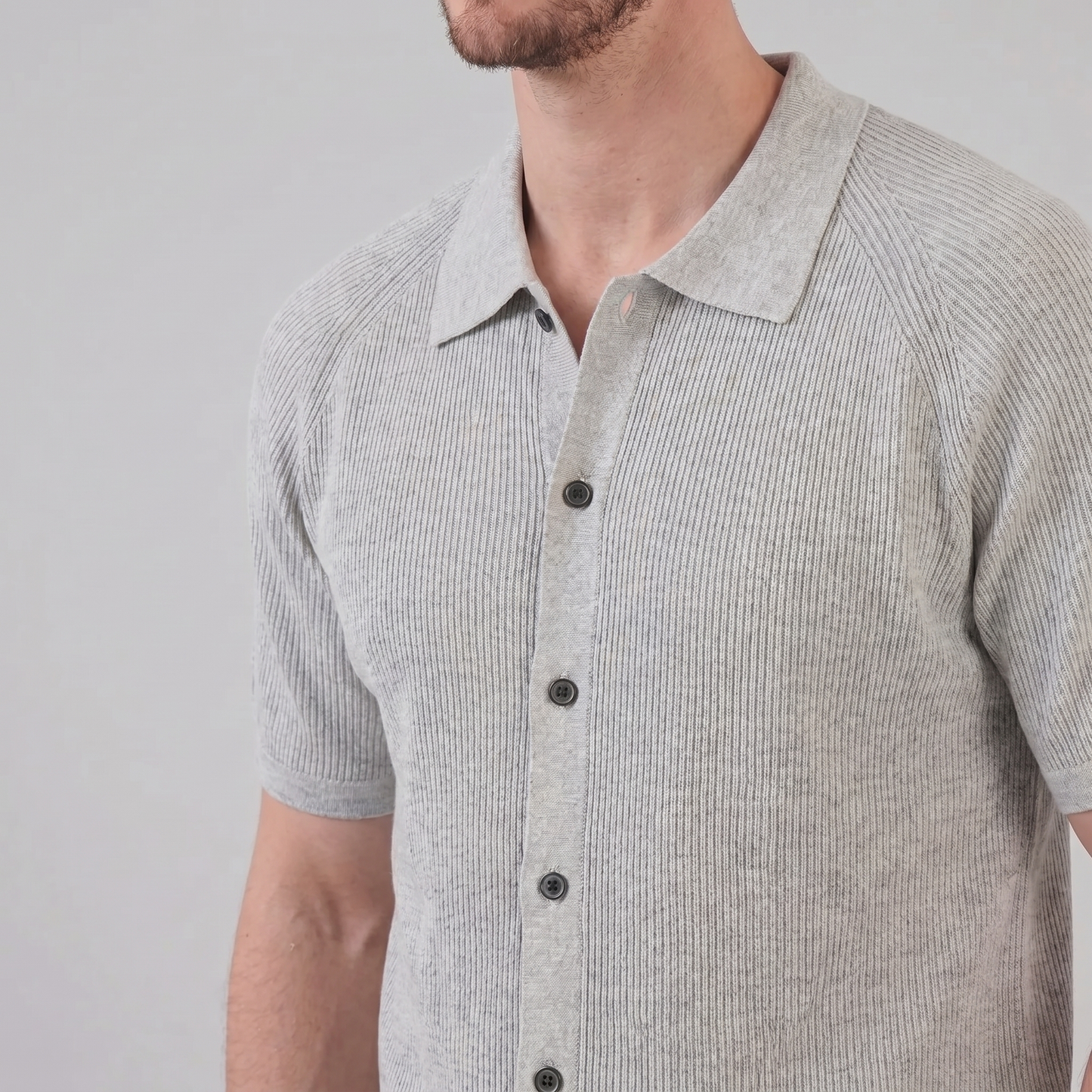 Men's Full Button Ribbed Polo
