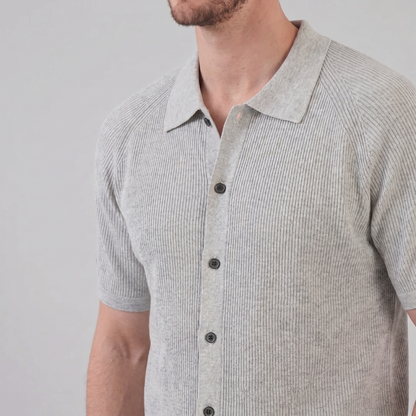 Men's Full Button Ribbed Polo