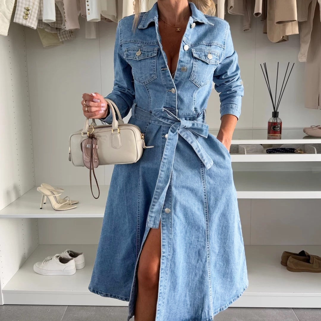 Women's Maxi Denim Style Dress | Long Sleeve Casual Everyday Look