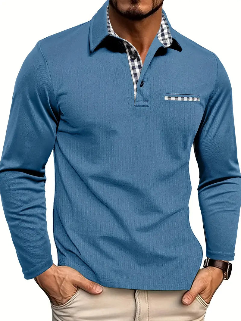 Men's Long Sleeve Polo Shirt | Smart-Casual Collar Top