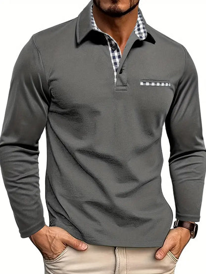 Men's Long Sleeve Polo Shirt | Smart-Casual Collar Top