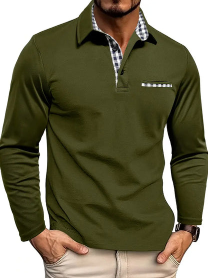 Men's Long Sleeve Polo Shirt | Smart-Casual Collar Top