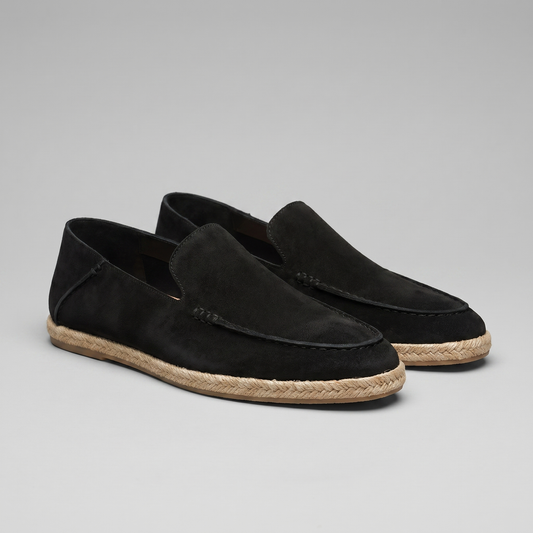 Men's Suede Style Espadrille Loafers | Jute Trim Summer Slip-On