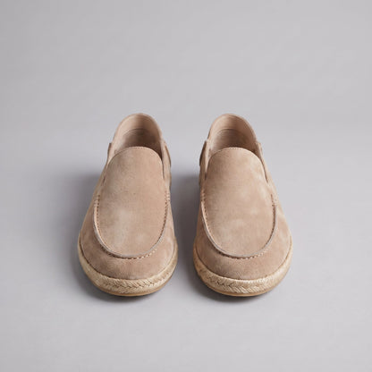 Men's Suede Style Espadrille Loafers | Jute Trim Summer Slip-On