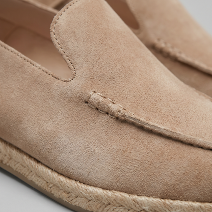 Men's Suede Style Espadrille Loafers | Jute Trim Summer Slip-On