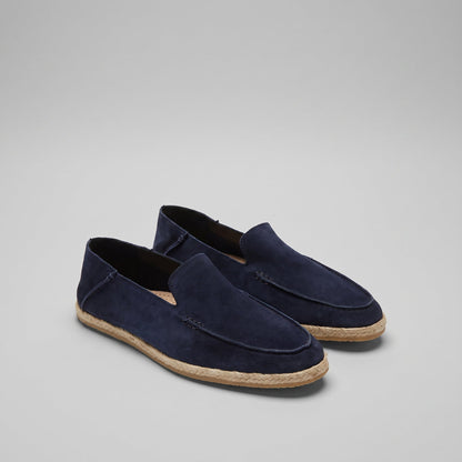 Men's Suede Style Espadrille Loafers | Jute Trim Summer Slip-On