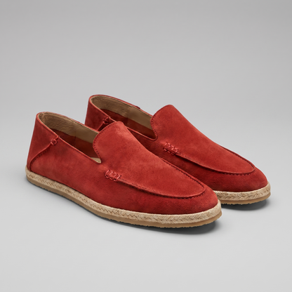 Men's Suede Style Espadrille Loafers | Jute Trim Summer Slip-On
