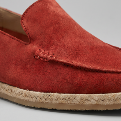 Men's Suede Style Espadrille Loafers | Jute Trim Summer Slip-On