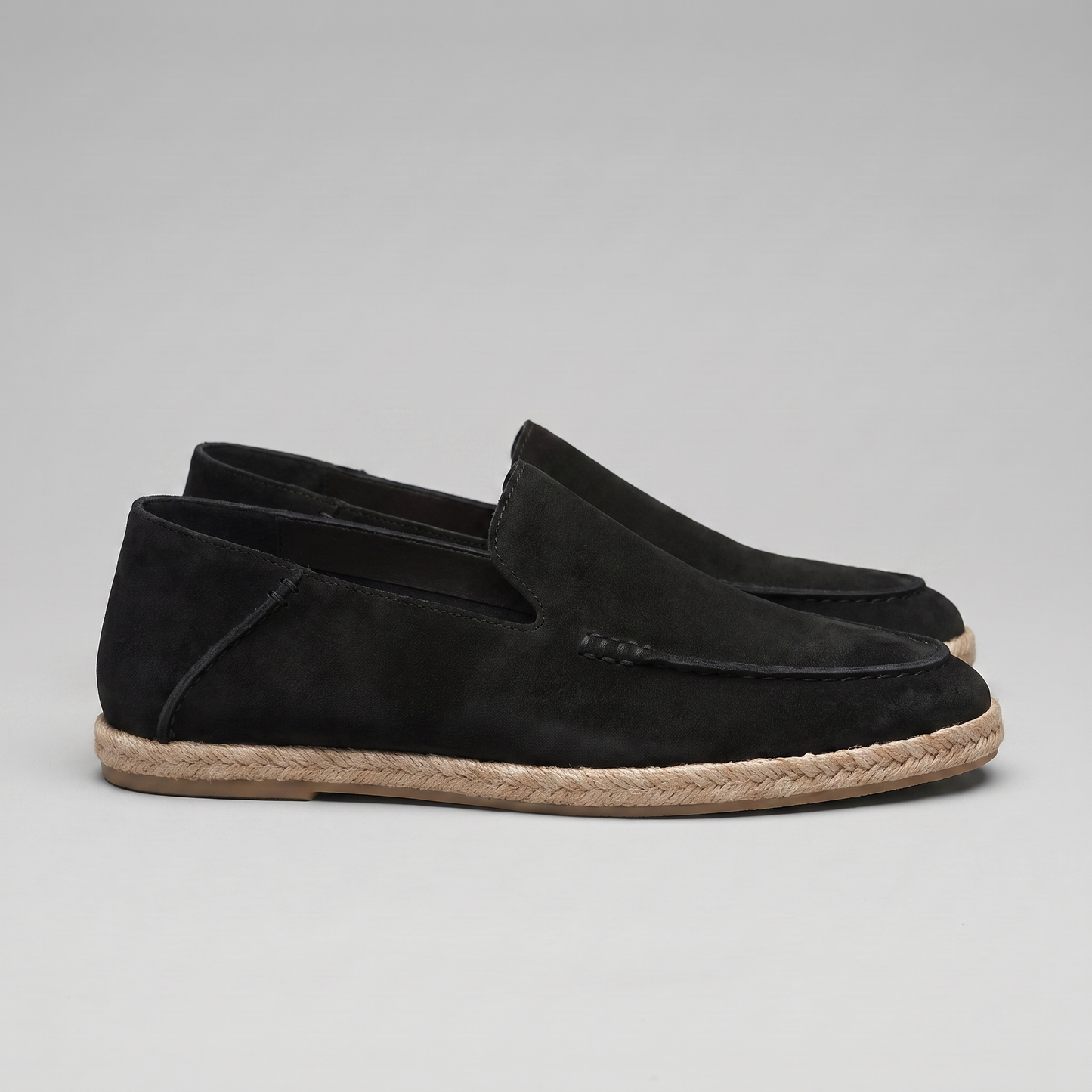 Men's Suede Style Espadrille Loafers | Jute Trim Summer Slip-On