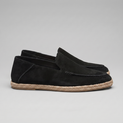 Men's Suede Style Espadrille Loafers | Jute Trim Summer Slip-On