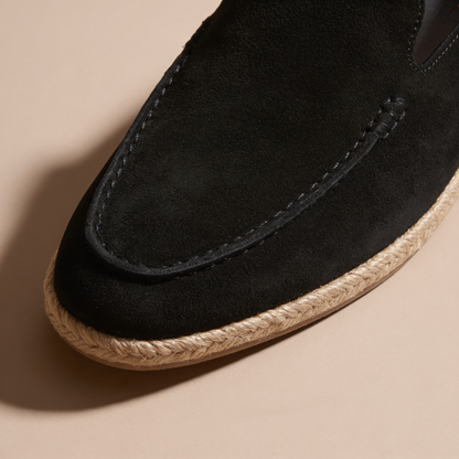 Men's Suede Style Espadrille Loafers | Jute Trim Summer Slip-On